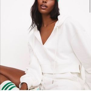 White NWT Harper Cropped Hoodie Sweatshirt by For Love And Lemons NIP
